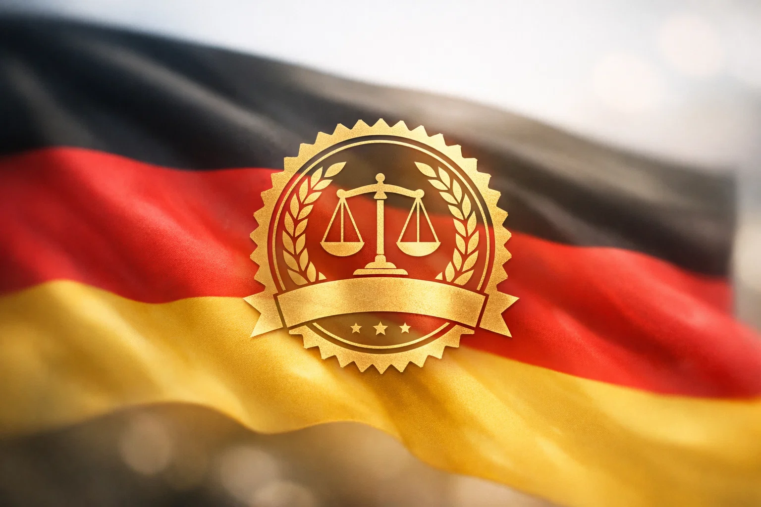 Deutschlandflagge mit Siegel als Symbol für die deutsche Glücksspiellizenz